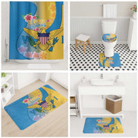 US Virgin Islands Bathroom Set Coat of Arms Plumeria Curve Style - Wonder Print Shop