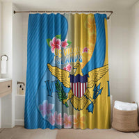 US Virgin Islands Bathroom Set Coat of Arms Plumeria Curve Style - Wonder Print Shop