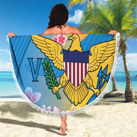 US Virgin Islands Beach Blanket Coat of Arms Plumeria Curve Style - Wonder Print Shop