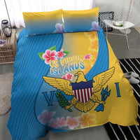 US Virgin Islands Bedding Set Coat of Arms Plumeria Curve Style - Wonder Print Shop