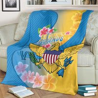 US Virgin Islands Blanket Coat of Arms Plumeria Curve Style - Wonder Print Shop