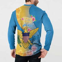 US Virgin Islands Button Sweatshirt Coat of Arms Plumeria Curve Style - Wonder Print Shop