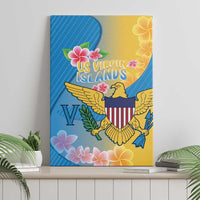 US Virgin Islands Canvas Wall Art Coat of Arms Plumeria Curve Style - Wonder Print Shop