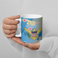 US Virgin Islands Ceramic Mug Coat of Arms Plumeria Curve Style - Wonder Print Shop
