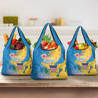 US Virgin Islands Grocery Bag Coat of Arms Plumeria Curve Style - Wonder Print Shop