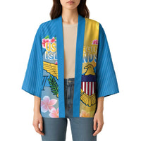 US Virgin Islands Kimono Coat of Arms Plumeria Curve Style - Wonder Print Shop