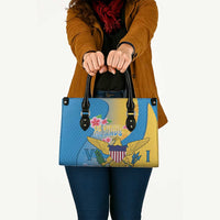 US Virgin Islands Leather Bag Coat of Arms Plumeria Curve Style - Wonder Print Shop