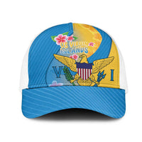 US Virgin Islands Mesh Trucker Cap Coat of Arms Plumeria Curve Style - Wonder Print Shop
