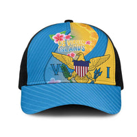 US Virgin Islands Mesh Trucker Cap Coat of Arms Plumeria Curve Style - Wonder Print Shop