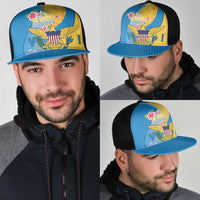 US Virgin Islands Mesh Trucker Cap Coat of Arms Plumeria Curve Style - Wonder Print Shop