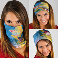 US Virgin Islands Neck Gaiter Coat of Arms Plumeria Curve Style - Wonder Print Shop