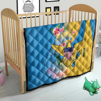 US Virgin Islands Quilt Coat of Arms Plumeria Curve Style - Wonder Print Shop