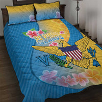 US Virgin Islands Quilt Bed Set Coat of Arms Plumeria Curve Style - Wonder Print Shop