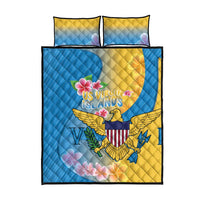 US Virgin Islands Quilt Bed Set Coat of Arms Plumeria Curve Style - Wonder Print Shop