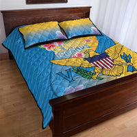 US Virgin Islands Quilt Bed Set Coat of Arms Plumeria Curve Style - Wonder Print Shop