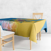 US Virgin Islands Tablecloth Coat of Arms Plumeria Curve Style - Wonder Print Shop