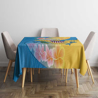 US Virgin Islands Tablecloth Coat of Arms Plumeria Curve Style - Wonder Print Shop