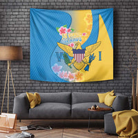 US Virgin Islands Tapestry Coat of Arms Plumeria Curve Style - Wonder Print Shop