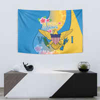 US Virgin Islands Tapestry Coat of Arms Plumeria Curve Style - Wonder Print Shop