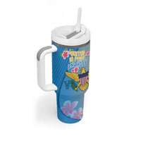 US Virgin Islands Tumbler With Handle Coat of Arms Plumeria Curve Style - Wonder Print Shop