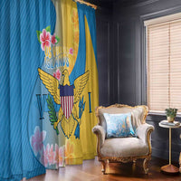 US Virgin Islands Window Curtain Coat of Arms Plumeria Curve Style - Wonder Print Shop