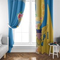US Virgin Islands Window Curtain Coat of Arms Plumeria Curve Style - Wonder Print Shop