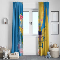 US Virgin Islands Window Curtain Coat of Arms Plumeria Curve Style - Wonder Print Shop