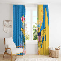 US Virgin Islands Window Curtain Coat of Arms Plumeria Curve Style - Wonder Print Shop