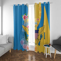 US Virgin Islands Window Curtain Coat of Arms Plumeria Curve Style - Wonder Print Shop
