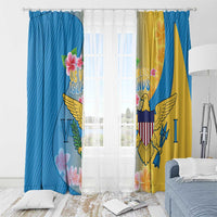 US Virgin Islands Window Curtain Coat of Arms Plumeria Curve Style - Wonder Print Shop