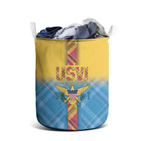 US Virgin Islands Laundry Basket Madras Pattern Gradient Style - Wonder Print Shop