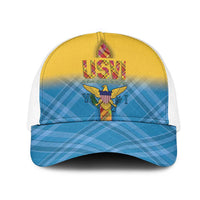 US Virgin Islands Mesh Trucker Cap Madras Pattern Gradient Style - Wonder Print Shop