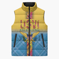 US Virgin Islands Sleeveless Puffer Jacket Madras Pattern Gradient Style - Wonder Print Shop