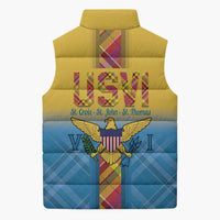 US Virgin Islands Sleeveless Puffer Jacket Madras Pattern Gradient Style - Wonder Print Shop