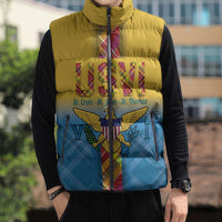 US Virgin Islands Sleeveless Puffer Jacket Madras Pattern Gradient Style - Wonder Print Shop