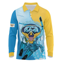 US Virgin Islands Snorkeling Long Sleeve Polo Shirt Sea Turtle Snorkel Ocean Style - Wonder Print Shop