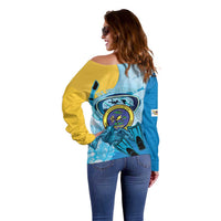 US Virgin Islands Snorkeling Off Shoulder Sweater Sea Turtle Snorkel Ocean Style - Wonder Print Shop