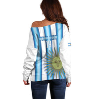 Argentina Football Custom Off Shoulder Sweater Vamos La Albiceleste 2026 Version - Wonder Print Shop