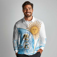Argentina Football Personalized Long Sleeve Polo Shirt 2026 Trophy Vamos La Albiceleste - Wonder Print Shop