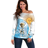 Argentina Football Personalized Off Shoulder Sweater 2026 Trophy Vamos La Albiceleste - Wonder Print Shop