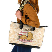 Poland Pierogi Leather Tote Bag Cute Polish Dumplings Smacznego