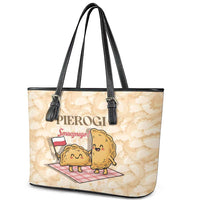 Poland Pierogi Leather Tote Bag Cute Polish Dumplings Smacznego
