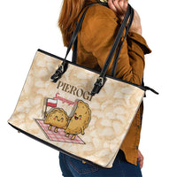Poland Pierogi Leather Tote Bag Cute Polish Dumplings Smacznego
