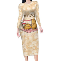 Poland Pierogi Long Sleeve Bodycon Dress Cute Polish Dumplings Smacznego