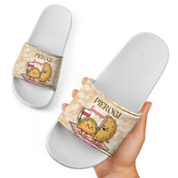 Poland Pierogi Slide Sandals Cute Polish Dumplings Smacznego