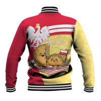 Personalised Poland Pierogi Baseball Jacket Polish Dumplings With Coat Of Arms
