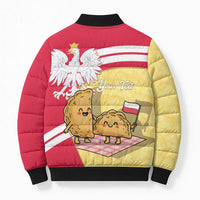 Personalised Poland Pierogi Bomber Puffer Jacket Polish Dumplings With Coat Of Arms
