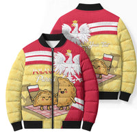 Personalised Poland Pierogi Bomber Puffer Jacket Polish Dumplings With Coat Of Arms