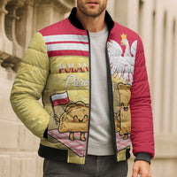 Personalised Poland Pierogi Bomber Puffer Jacket Polish Dumplings With Coat Of Arms