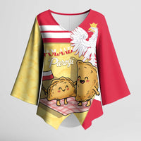 Personalised Poland Pierogi Kimono Sleeve Blouse Polish Dumplings With Coat Of Arms